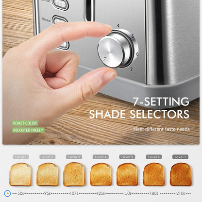 Retro 2-Slice Toaster - Extra Wide Slots 7 Shade Settings DefrostBagelCancel Functions - ZOOMNSTORE