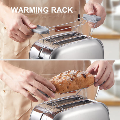 Retro 2-Slice Toaster - Extra Wide Slots 7 Shade Settings DefrostBagelCancel Functions - ZOOMNSTORE