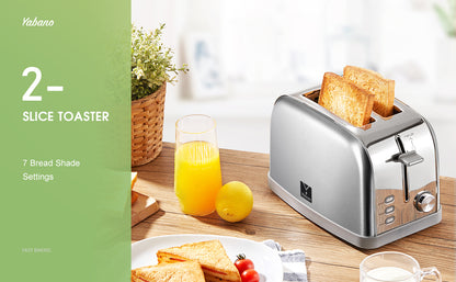 Retro 2-Slice Toaster - Extra Wide Slots 7 Shade Settings DefrostBagelCancel Functions - ZOOMNSTORE