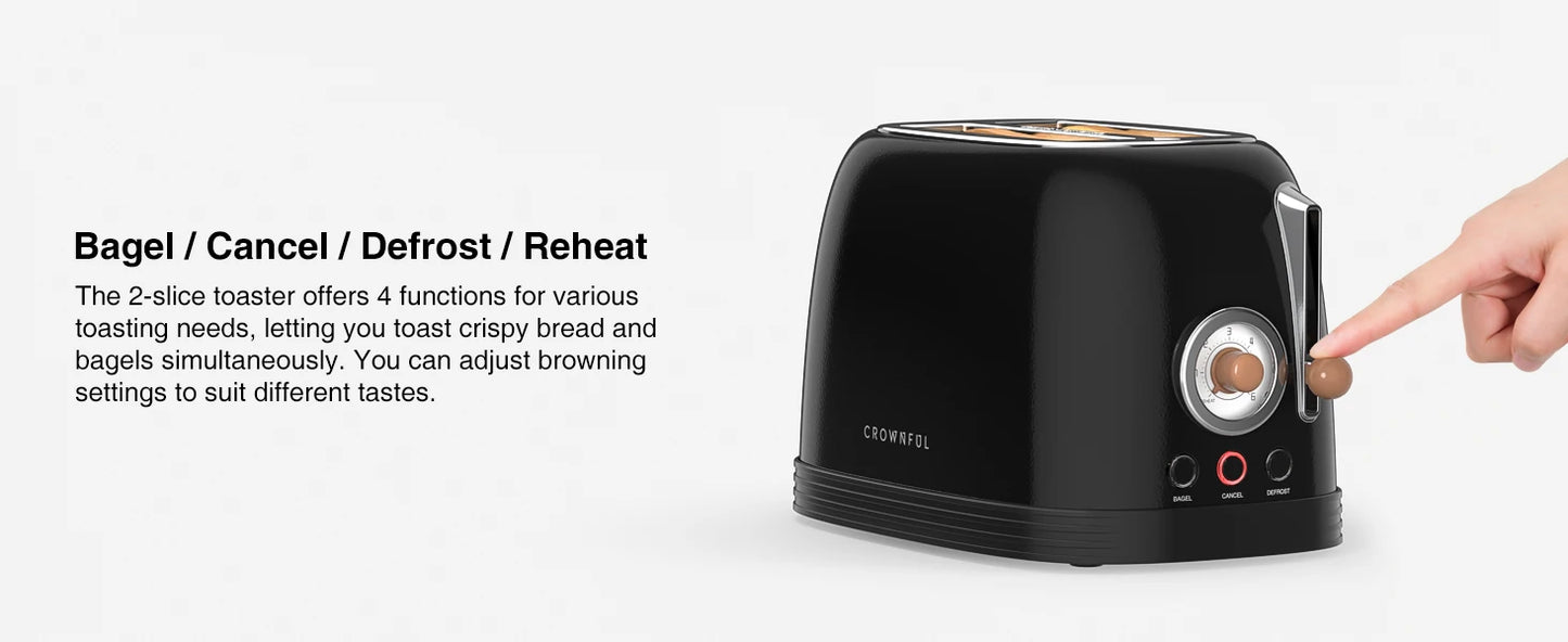 Stainless Steel 2-Slice Toaster - Extra Wide Slots Cancel Defrost  Bagel Functions - ZOOMNSTORE