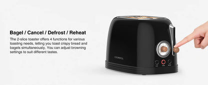 Stainless Steel 2-Slice Toaster - Extra Wide Slots Cancel Defrost  Bagel Functions - ZOOMNSTORE