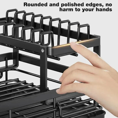 2 Tier Dish Rack - Adjustable Kitchen Utensil Organizer | Space Saving Dish Drainer Storage - ZOOMNSTORE