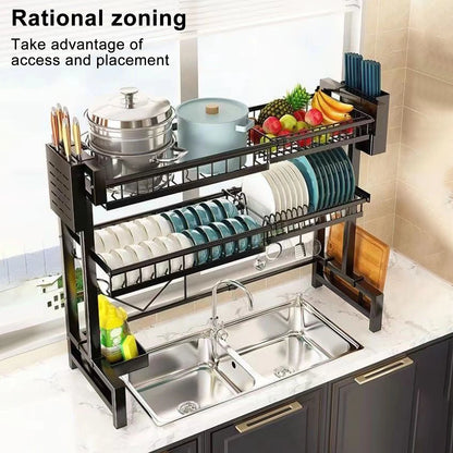 Stretchable 2-Tier Kitchen Sink Storage Rack - Multifunctional Dish Organizer - ZOOMNSTORE