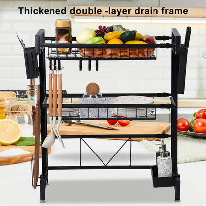 Stretchable 2-Tier Kitchen Sink Storage Rack - Multifunctional Dish Organizer - ZOOMNSTORE