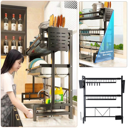 Stretchable 2-Tier Kitchen Sink Storage Rack - Multifunctional Dish Organizer - ZOOMNSTORE