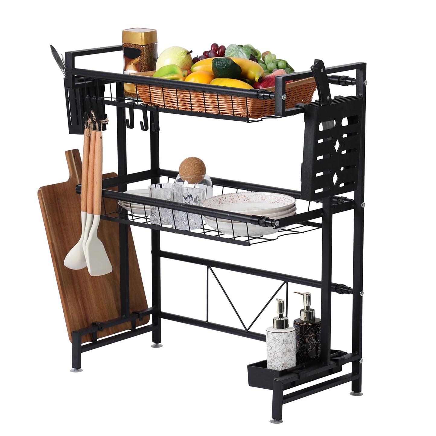 Stretchable 2-Tier Kitchen Sink Storage Rack - Multifunctional Dish Organizer - ZOOMNSTORE