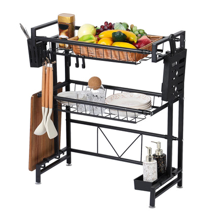 Stretchable 2-Tier Kitchen Sink Storage Rack - Multifunctional Dish Organizer - ZOOMNSTORE