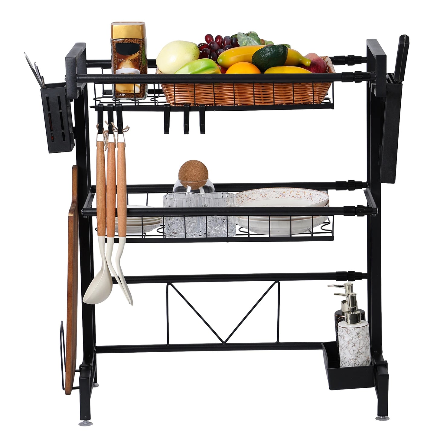 Stretchable 2-Tier Kitchen Sink Storage Rack - Multifunctional Dish Organizer - ZOOMNSTORE