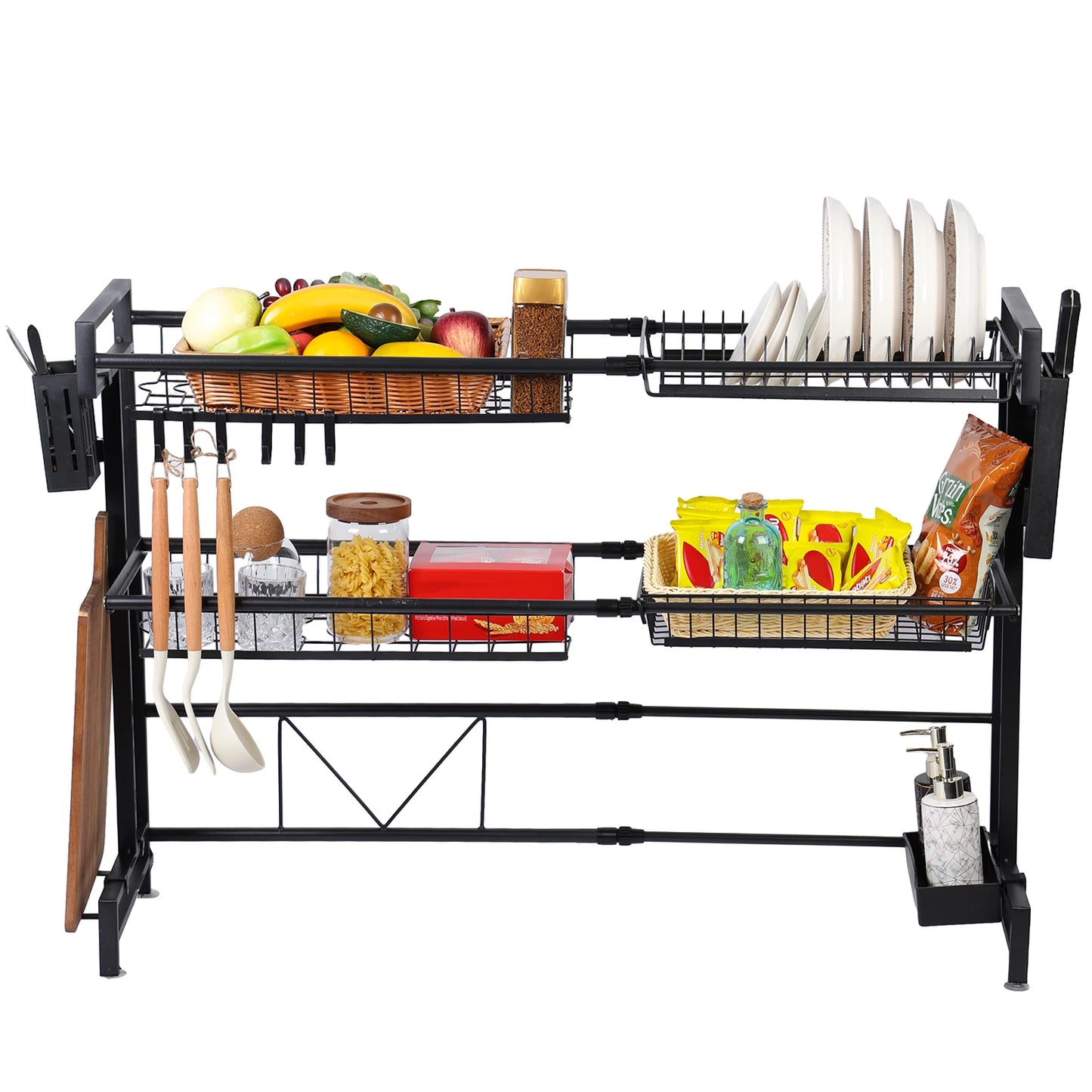 Stretchable 2-Tier Kitchen Sink Storage Rack - Multifunctional Dish Organizer - ZOOMNSTORE