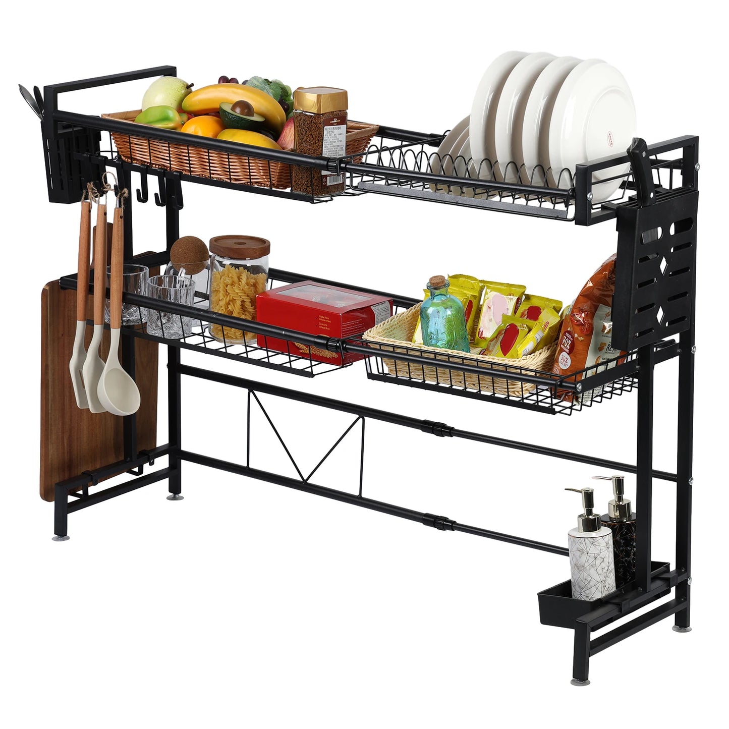 Stretchable 2-Tier Kitchen Sink Storage Rack - Multifunctional Dish Organizer - ZOOMNSTORE