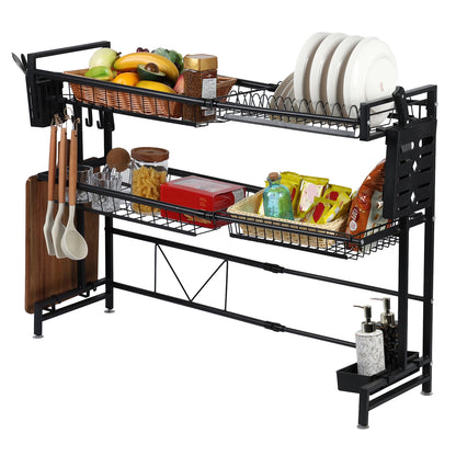 Stretchable 2-Tier Kitchen Sink Storage Rack - Multifunctional Dish Organizer - ZOOMNSTORE