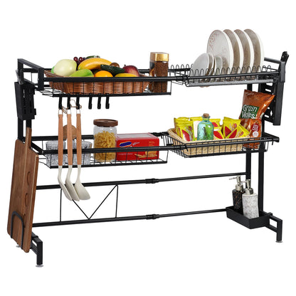 Stretchable 2-Tier Kitchen Sink Storage Rack - Multifunctional Dish Organizer - ZOOMNSTORE