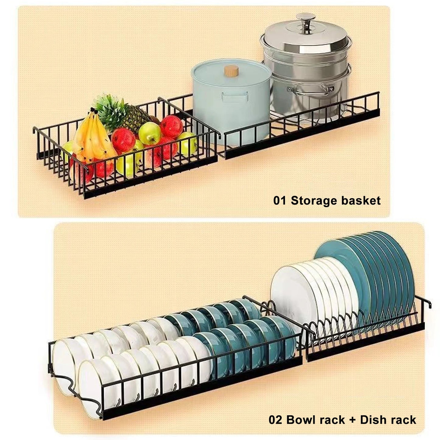 Stretchable 2-Tier Kitchen Sink Storage Rack - Multifunctional Dish Organizer - ZOOMNSTORE