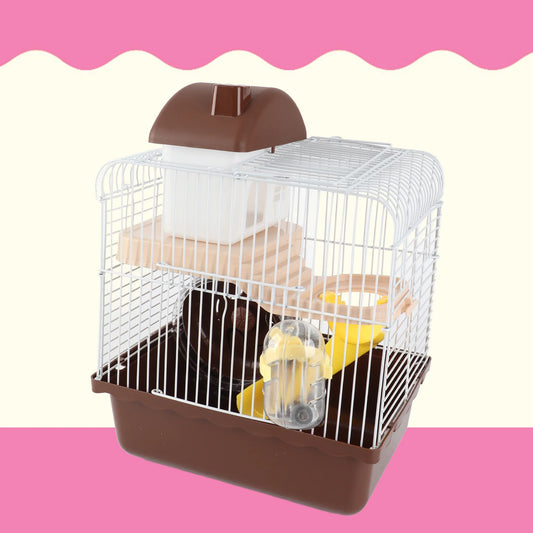 2 Tier Hamster Cage - Large Spacious Habitat With High Chassis Design & Removable Tray - ZOOMNSTORE