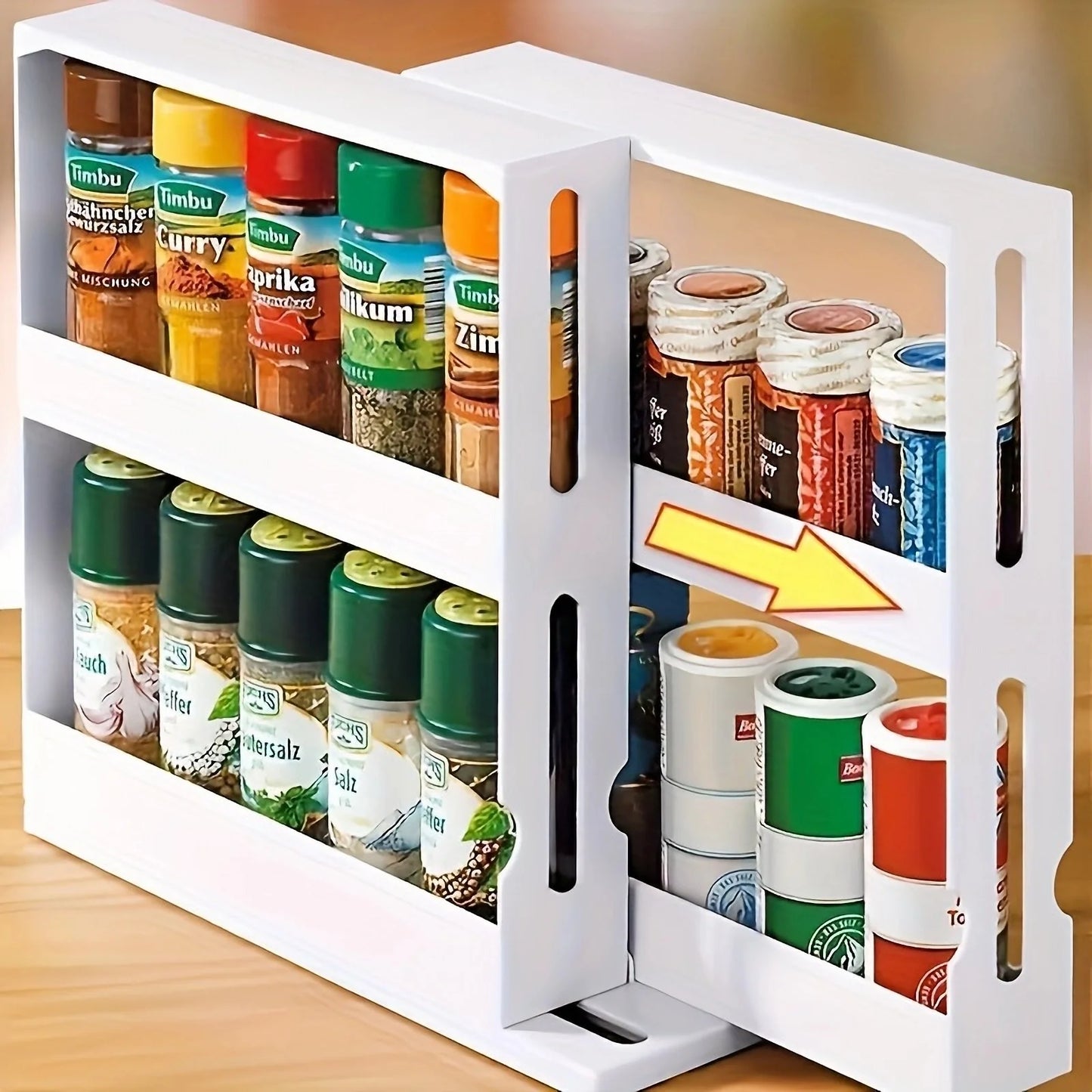 2-Tier Spice Storage Rack - Swivel Countertop Organizer - ZOOMNSTORE