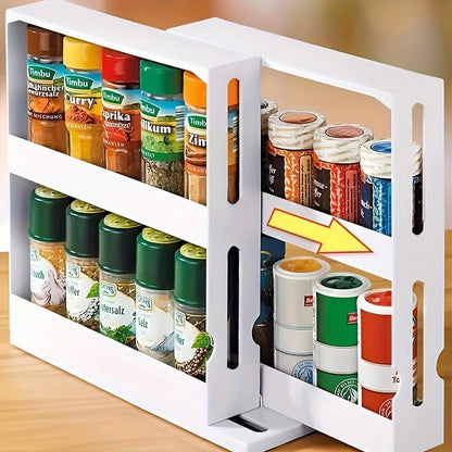 2-Tier Spice Storage Rack - Swivel Countertop Organizer - ZOOMNSTORE