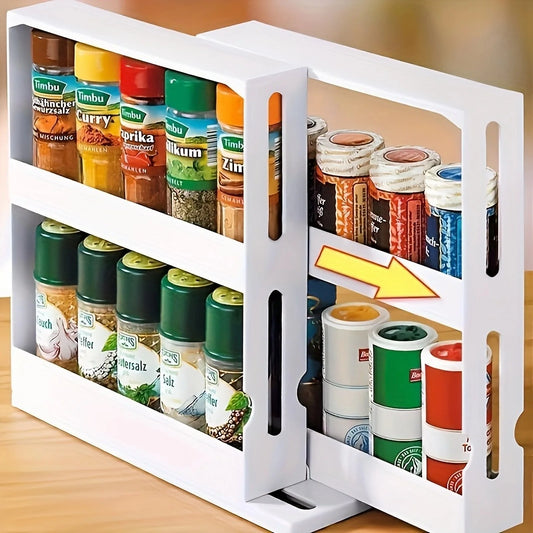 2-Tier Spice Storage Rack - Swivel Countertop Organizer - ZOOMNSTORE