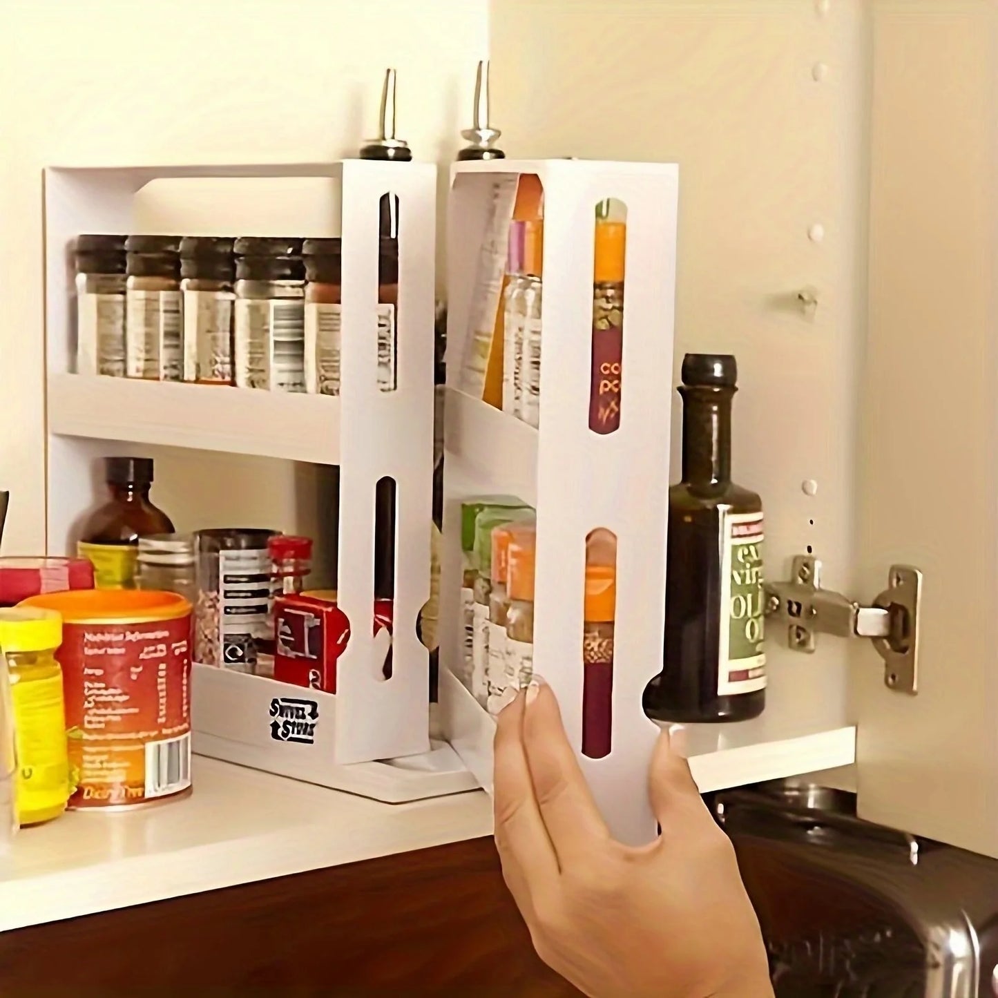 2-Tier Spice Storage Rack - Swivel Countertop Organizer - ZOOMNSTORE