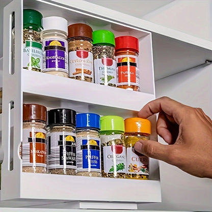 2-Tier Spice Storage Rack - Swivel Countertop Organizer - ZOOMNSTORE