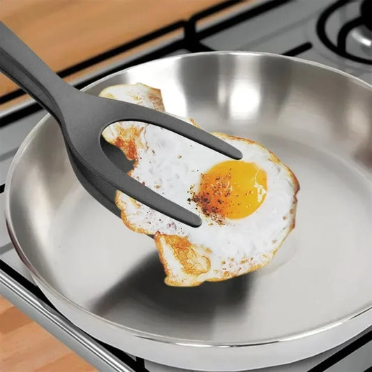 2-in-1 Nylon Grip Tongs  Egg Spatula - Kitchen Cooking Accessories - ZOOMNSTORE