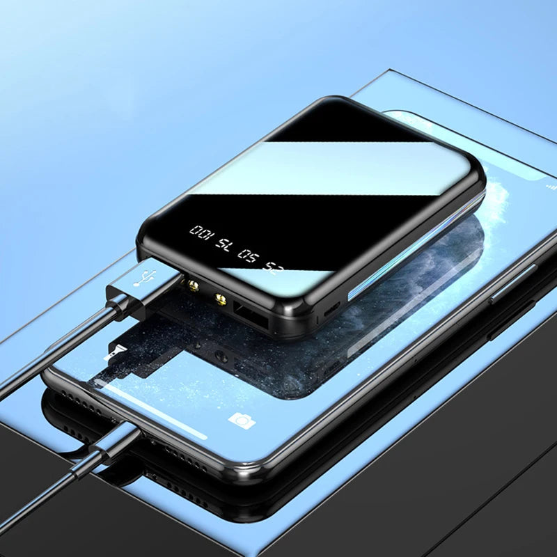 20000mAh Mini Power Bank Portable Charger Mirror Screen LED Digital Powerbank External Battery for iPhone Xiaomi Huawei Samsung - ZOOMNSTORE