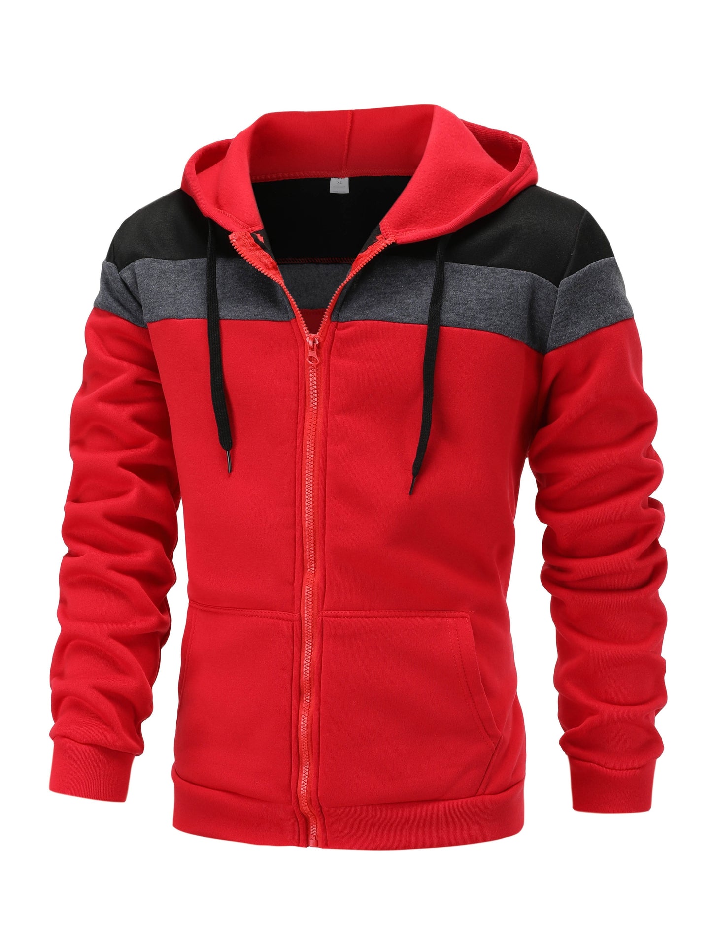Mens Casual Zip-Up Hoodie - Solid Color Long Sleeve Pullover Stretch Polyester AutumnWinter Fashion - ZOOMNSTORE