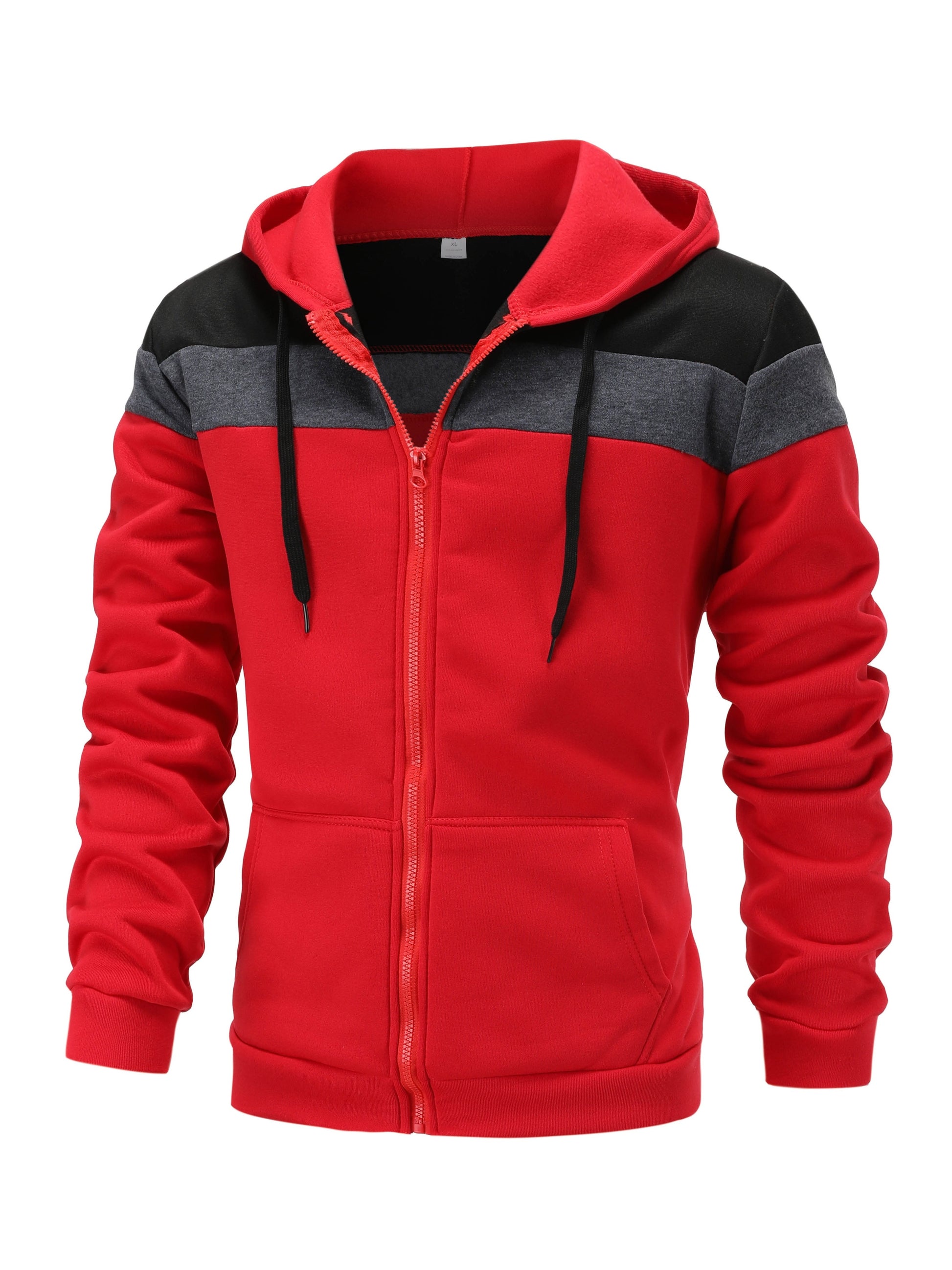 Mens Casual Zip-Up Hoodie - Solid Color Long Sleeve Pullover Stretch Polyester AutumnWinter Fashion - ZOOMNSTORE