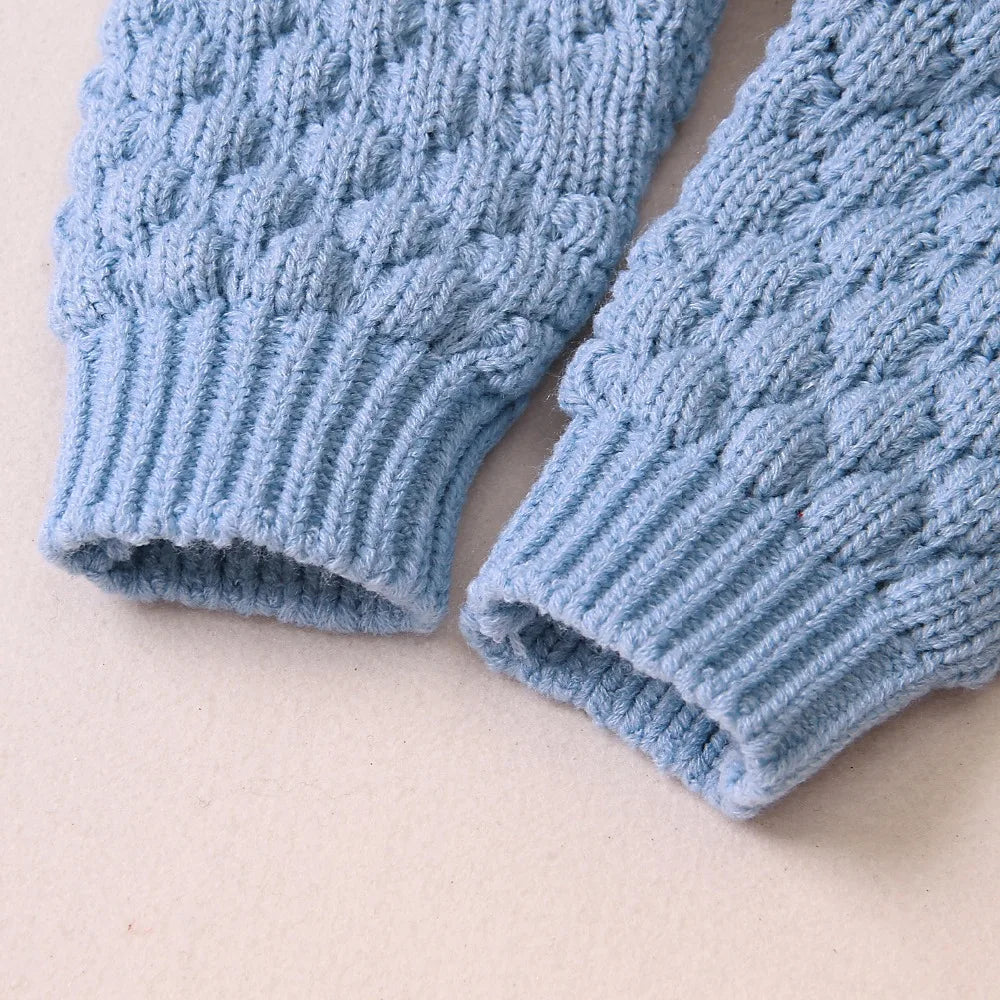 2020 Autumn Winter Newborn Sweater Baby Boy Girl Clothes Romper Bear Ear Knit Hooded Jumpsuit Outfit Clothing - ZOOMNSTORE