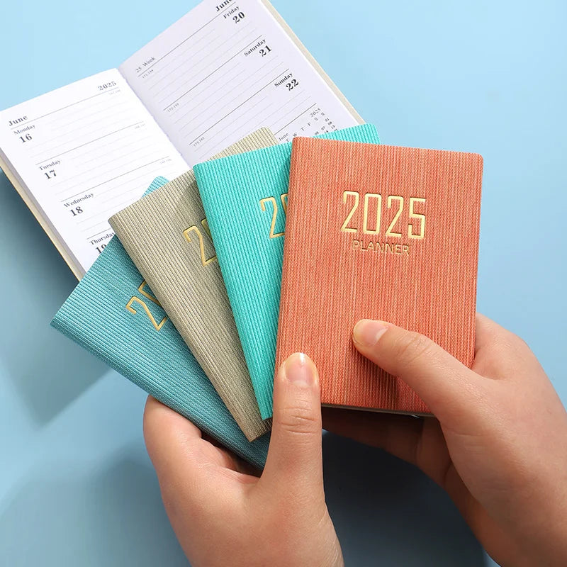 2025 A7 Pocket Planner - Portable Daily Weekly Schedule Notebook with PU Cover - ZOOMNSTORE