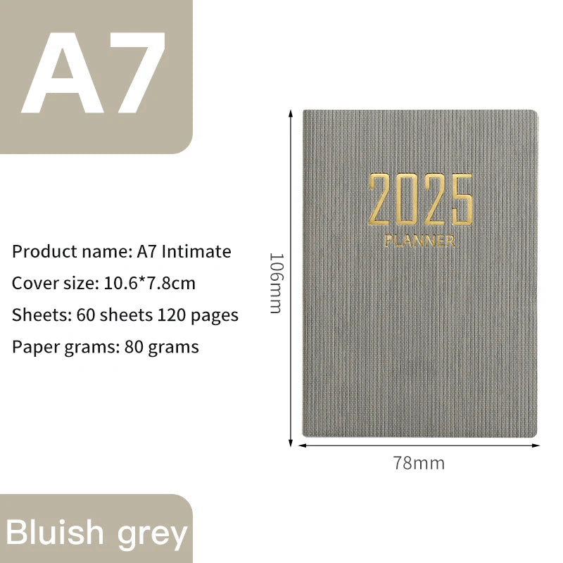 2025 A7 Pocket Planner - Portable Daily Weekly Schedule Notebook with PU Cover - ZOOMNSTORE