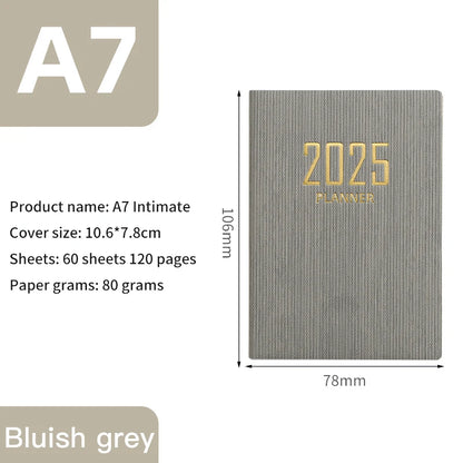 2025 A7 Pocket Planner - Portable Daily Weekly Schedule Notebook with PU Cover - ZOOMNSTORE