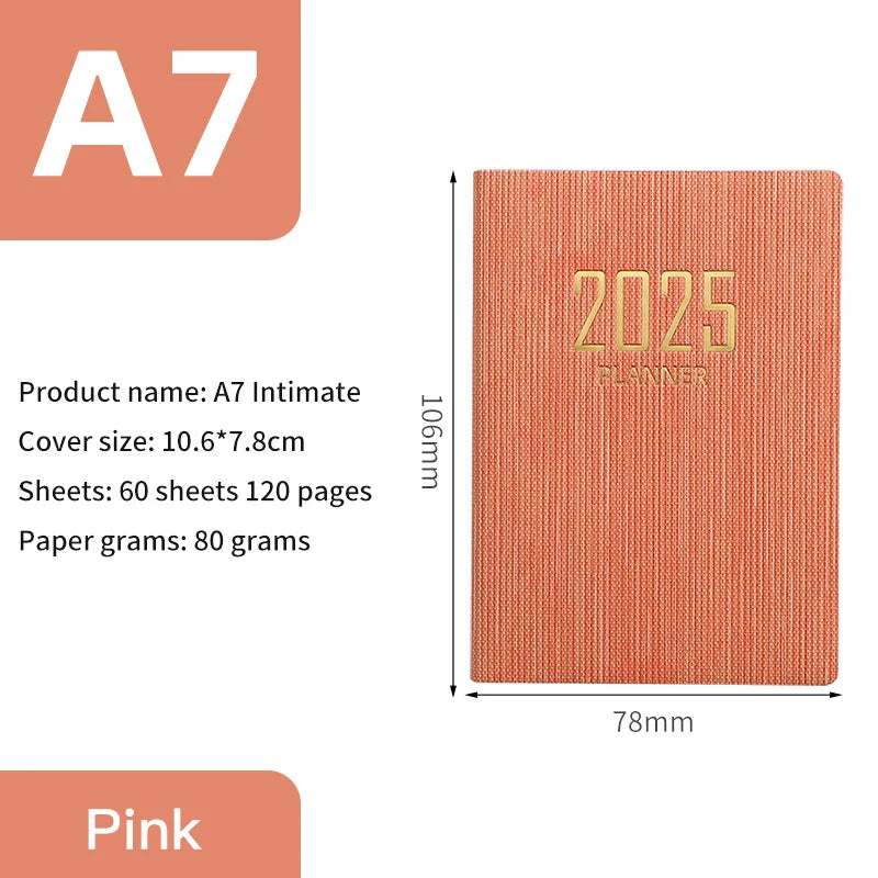 2025 A7 Pocket Planner - Portable Daily Weekly Schedule Notebook with PU Cover - ZOOMNSTORE