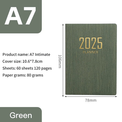 2025 A7 Pocket Planner - Portable Daily Weekly Schedule Notebook with PU Cover - ZOOMNSTORE