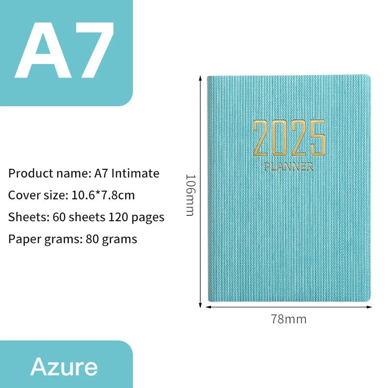 2025 A7 Pocket Planner - Portable Daily Weekly Schedule Notebook with PU Cover - ZOOMNSTORE