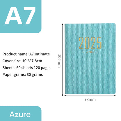 2025 A7 Pocket Planner - Portable Daily Weekly Schedule Notebook with PU Cover - ZOOMNSTORE