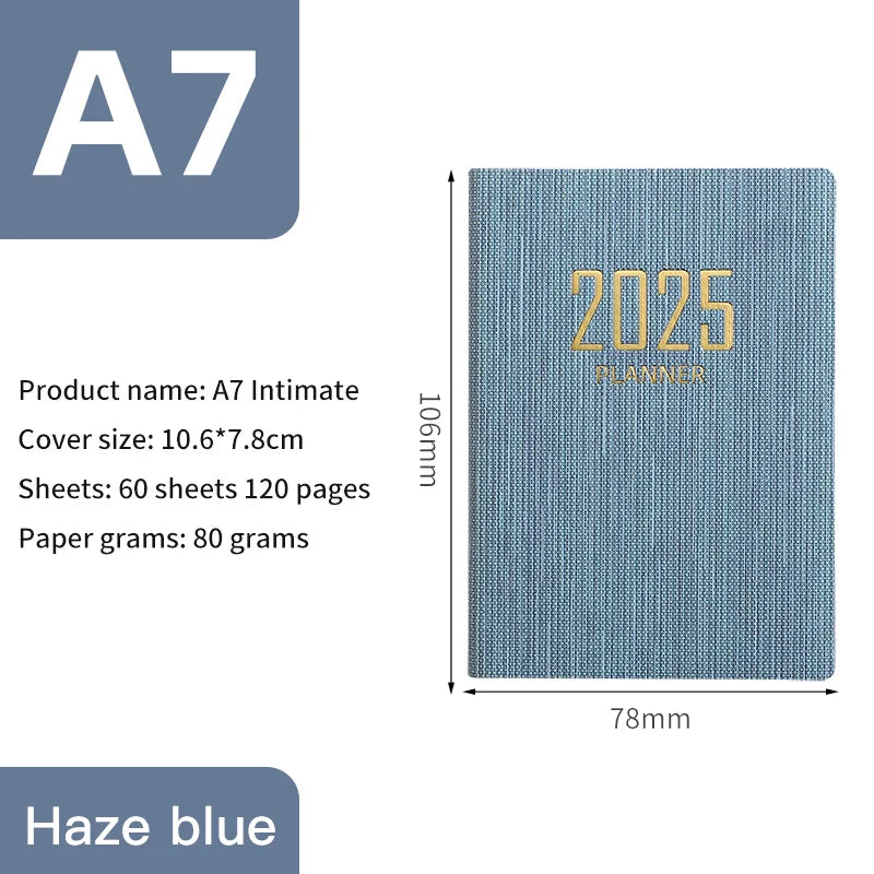 2025 A7 Pocket Planner - Portable Daily Weekly Schedule Notebook with PU Cover - ZOOMNSTORE