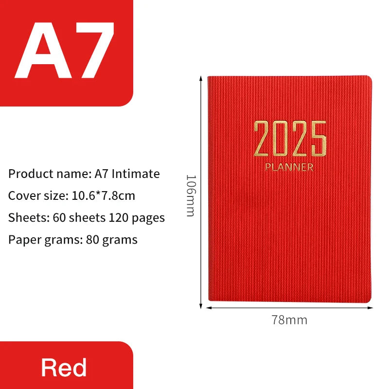 2025 A7 Pocket Planner - Portable Daily Weekly Schedule Notebook with PU Cover - ZOOMNSTORE
