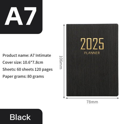 2025 A7 Pocket Planner - Portable Daily Weekly Schedule Notebook with PU Cover - ZOOMNSTORE