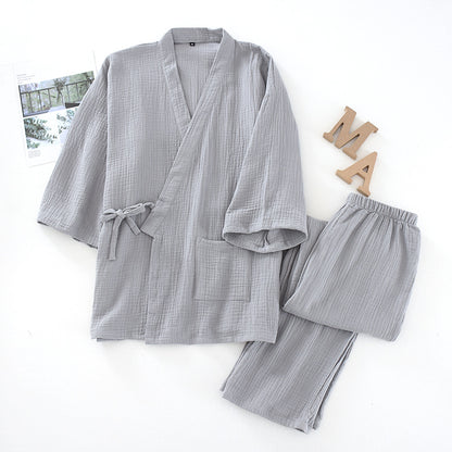 2025 Japanese Cotton Kimono Set - Unisex Pajamas  Home Service Suit - ZOOMNSTORE
