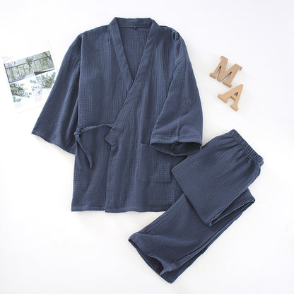 2025 Japanese Cotton Kimono Set - Unisex Pajamas  Home Service Suit - ZOOMNSTORE