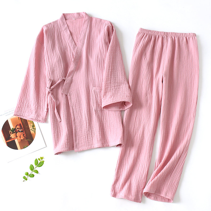2025 Japanese Cotton Kimono Set - Unisex Pajamas  Home Service Suit - ZOOMNSTORE