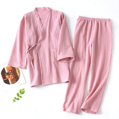 2025 Japanese Cotton Kimono Set - Unisex Pajamas  Home Service Suit - ZOOMNSTORE