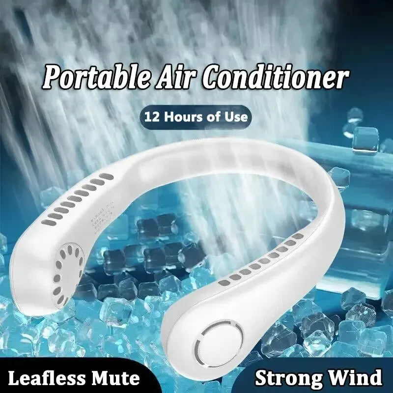 2025 Long endur New Mini Neck Mounted Fan Portable Bladeless Neck Rechargeable Air Cooler 3 Speed Mini Summer Sports Fan Outdoor - ZOOMNSTORE