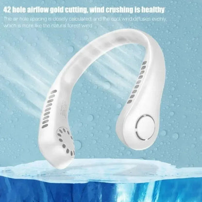 2025 Long endur New Mini Neck Mounted Fan Portable Bladeless Neck Rechargeable Air Cooler 3 Speed Mini Summer Sports Fan Outdoor - ZOOMNSTORE
