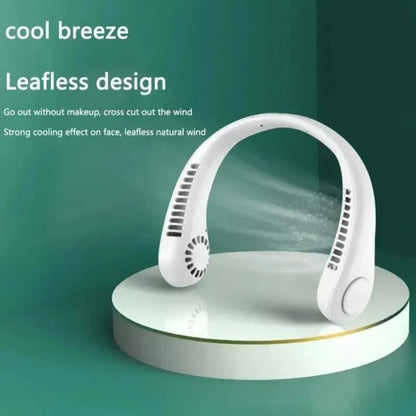 2025 Long endur New Mini Neck Mounted Fan Portable Bladeless Neck Rechargeable Air Cooler 3 Speed Mini Summer Sports Fan Outdoor - ZOOMNSTORE
