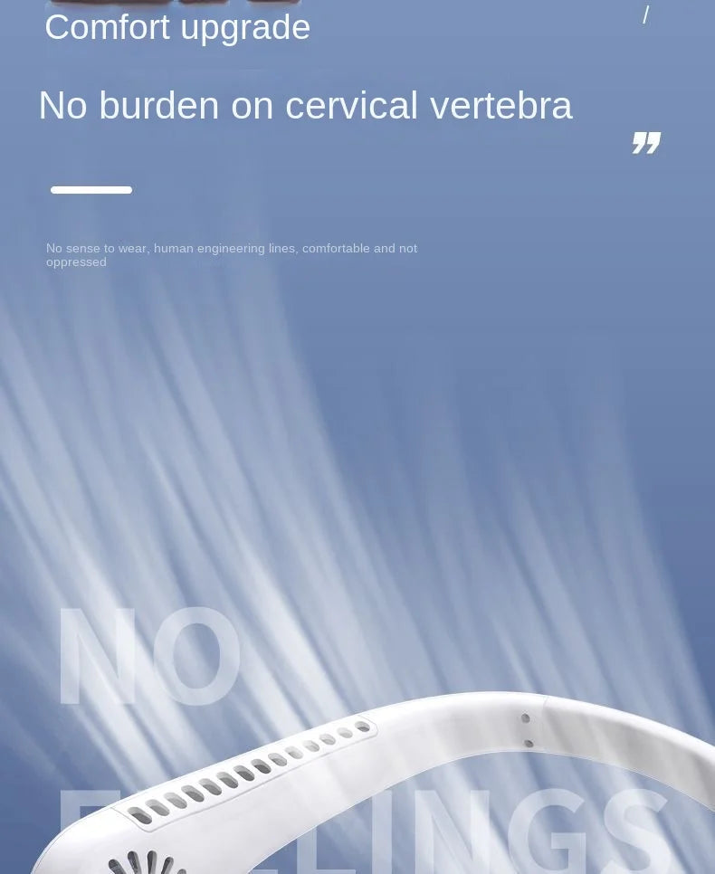 2025 Long endur New Mini Neck Mounted Fan Portable Bladeless Neck Rechargeable Air Cooler 3 Speed Mini Summer Sports Fan Outdoor - ZOOMNSTORE