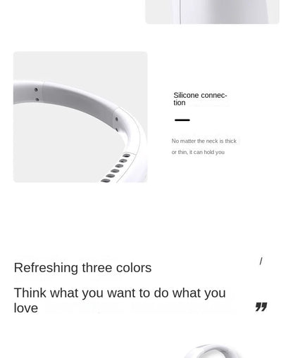 2025 Long endur New Mini Neck Mounted Fan Portable Bladeless Neck Rechargeable Air Cooler 3 Speed Mini Summer Sports Fan Outdoor - ZOOMNSTORE