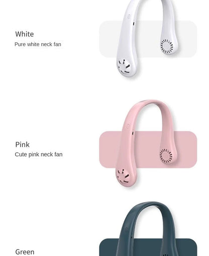 2025 Long endur New Mini Neck Mounted Fan Portable Bladeless Neck Rechargeable Air Cooler 3 Speed Mini Summer Sports Fan Outdoor - ZOOMNSTORE