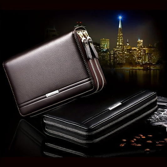 Mens PU Leather Business Wallet  Card Holder - Stylish Clutch Gift for Dad Husband or Boyfriend in BlackBrown - ZOOMNSTORE