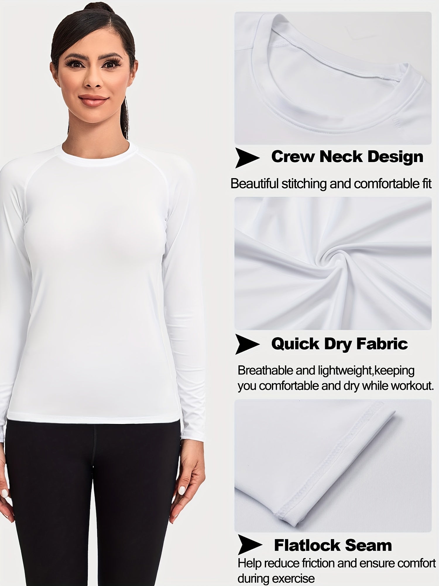 Womens Long Sleeve Compression Workout Shirt - 4 Pack Athletic Performance Baselayer - ZOOMNSTORE